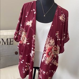 Floral Kimono - Burgundy